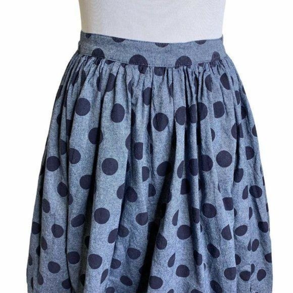 ModCloth Navy Blue Polka Dot  Knee Length Skirt - Picture 2 of 9